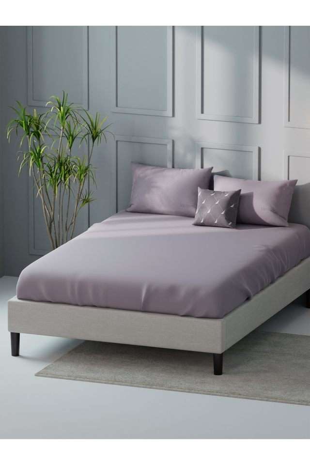 Super-Soft-100--Cotton-Xl-King-Size-Bedsheet-With-2-Pillow-Covers--3Pc-Set-(Compass-400)-Solid-Mauve