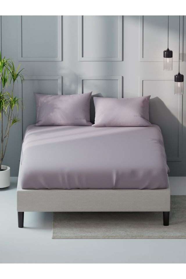 Super-Soft-100--Cotton-Xl-King-Size-Bedsheet-With-2-Pillow-Covers--3Pc-Set-(Compass-400)-Solid-Mauve