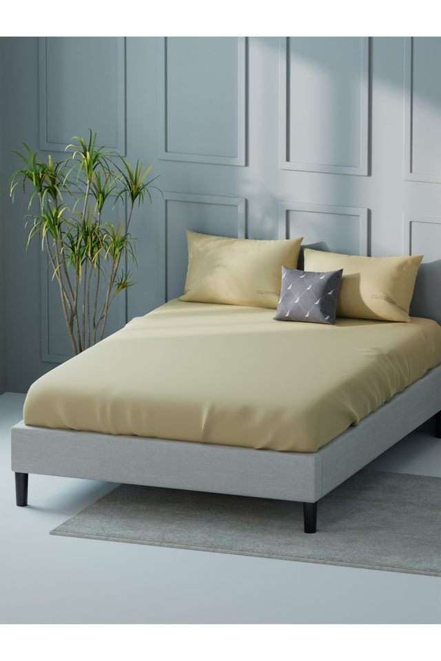 Super-Soft-100--Cotton-Xl-King-Size-Bedsheet-With-2-Pillow-Covers--3Pc-Set-(Compass-400)-Solid-Pearl