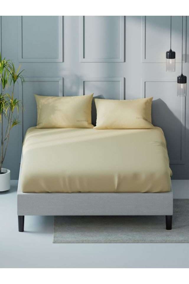 Super-Soft-100--Cotton-Xl-King-Size-Bedsheet-With-2-Pillow-Covers--3Pc-Set-(Compass-400)-Solid-Pearl