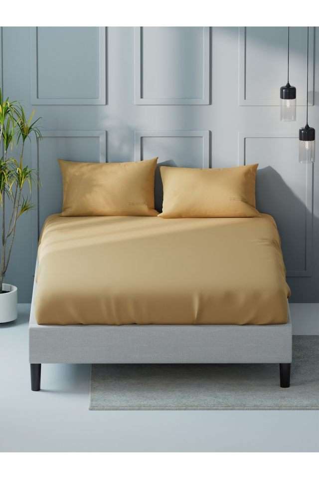 Super-Soft-100--Cotton-Xl-King-Size-Bedsheet-With-2-Pillow-Covers--3Pc-Set-(Compass-400)-Solid-Taupe
