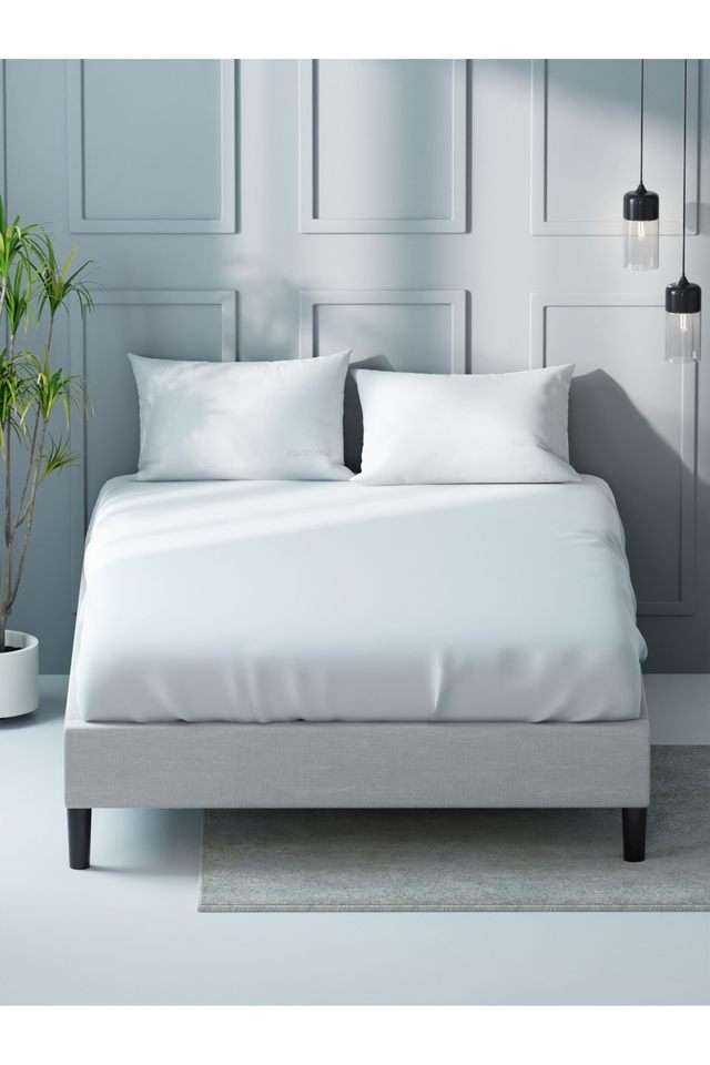 Super-Soft-100--Cotton-Xl-King-Size-Bedsheet-With-2-Pillow-Covers--3Pc-Set-(Compass-400)-Solid-White