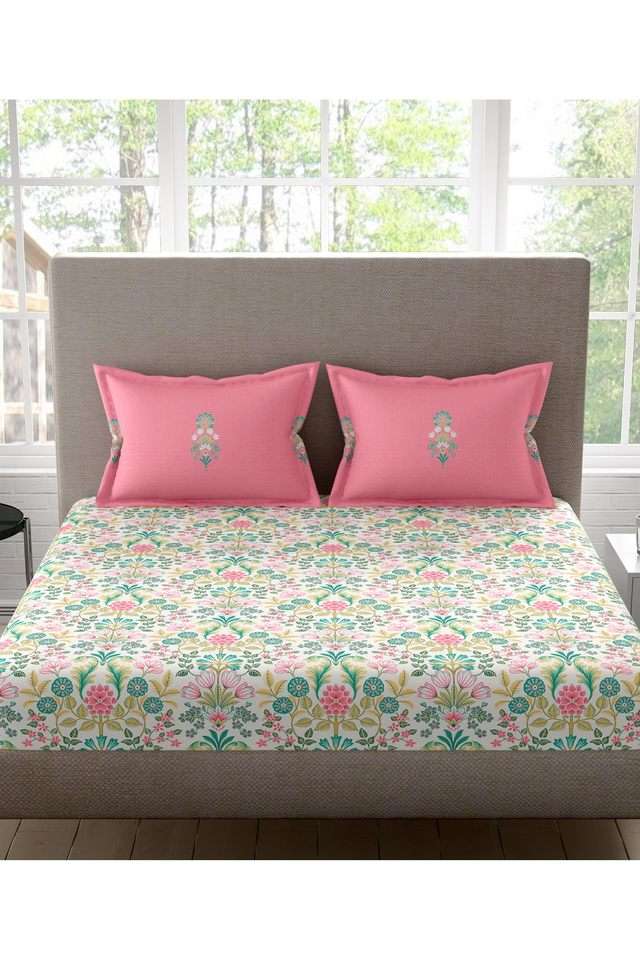 Celestine-Cotton-Printed-Double-Double-Bedsheet-With-2-Pillow-Covers