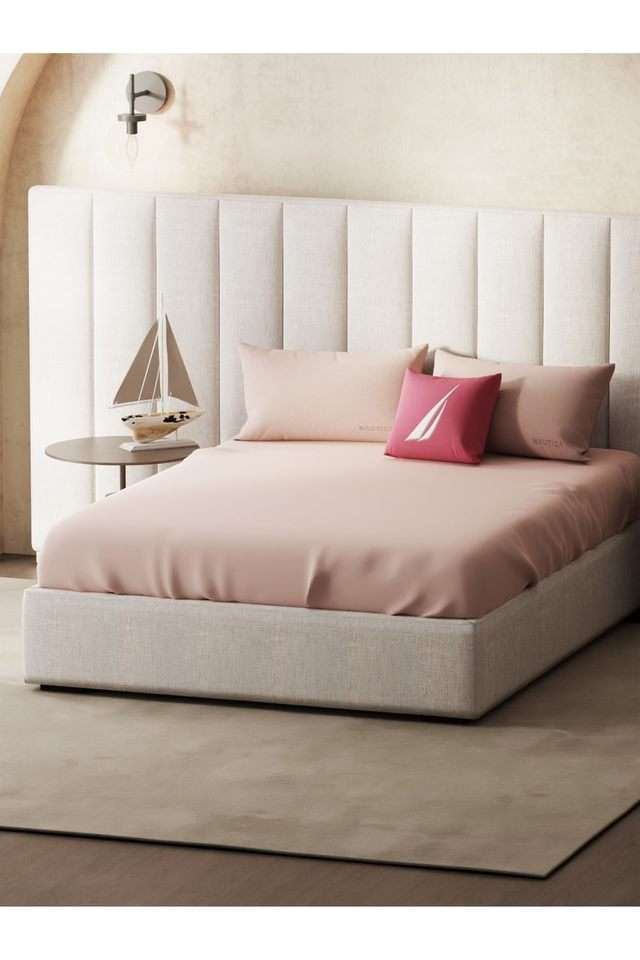 Super-Soft-100--Cotton-Xl-King-Size-Bedsheet-With-2-Pillow-Covers--3Pc-Set-(Echo-300)-Solid-Cameorose