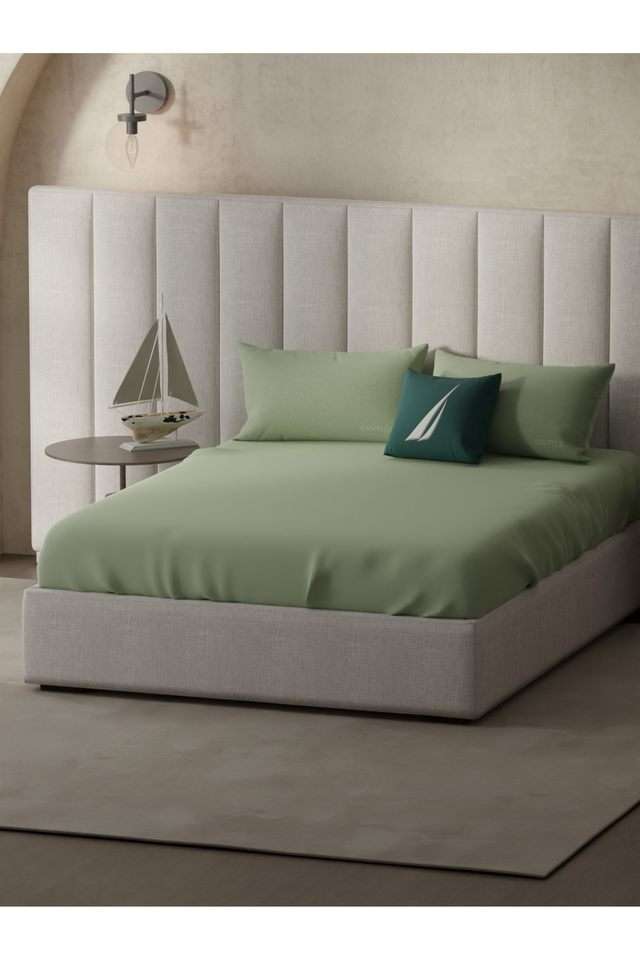 Super-Soft-100--Cotton-Xl-King-Size-Bedsheet-With-2-Pillow-Covers--3Pc-Set-(Echo-300)-Solid-Olive