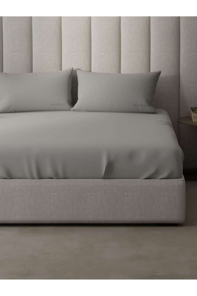 Super-Soft-100--Cotton-Xl-King-Size-Bedsheet-With-2-Pillow-Covers--3Pc-Set-(Echo-300)-Solid-Silvergrey