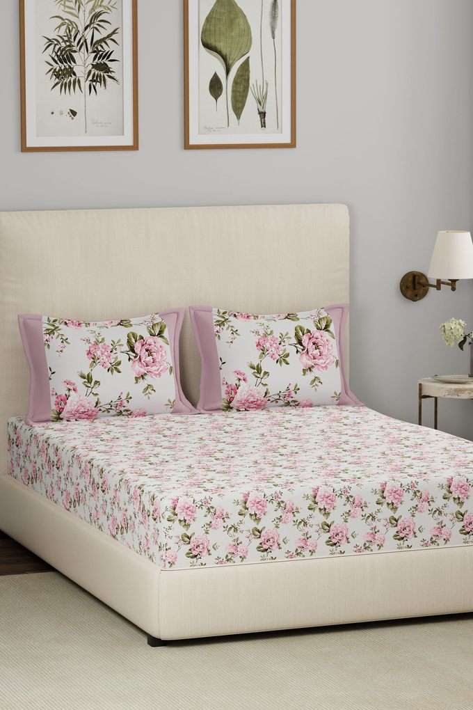 Eclectic-Garden-Distressed-Flora-Red-King-Bed-Sheet-with-Pillow-Case