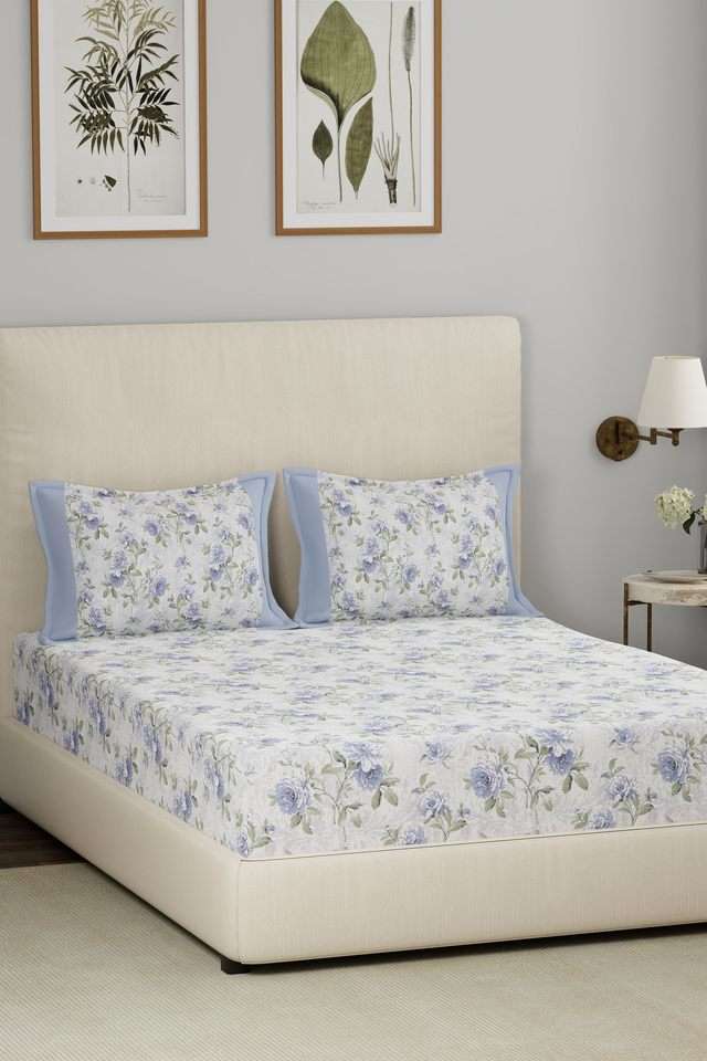 Eclectic-Garden-Rosendale-Blue-King-Bed-Sheet-with-Pillow-Case