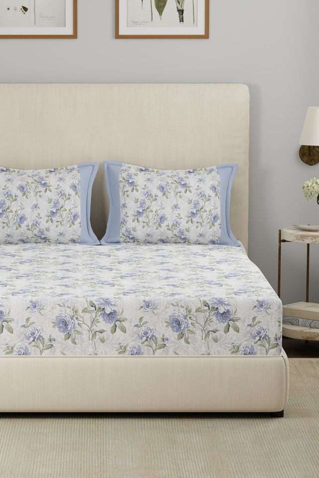 Eclectic-Garden-Rosendale-Blue-King-Bed-Sheet-with-Pillow-Case