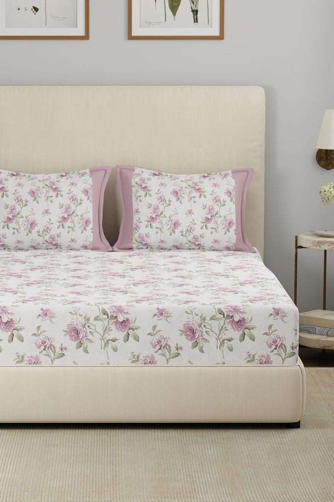 Eclectic-Garden-Rosendale-Pink-Double-Bed-Sheet-with-Pillow-Case