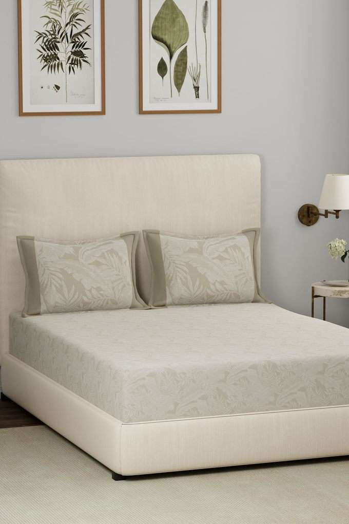 Eclectic-Garden-Tropical-Beige-King-Bed-Sheet-with-Pillow-Case