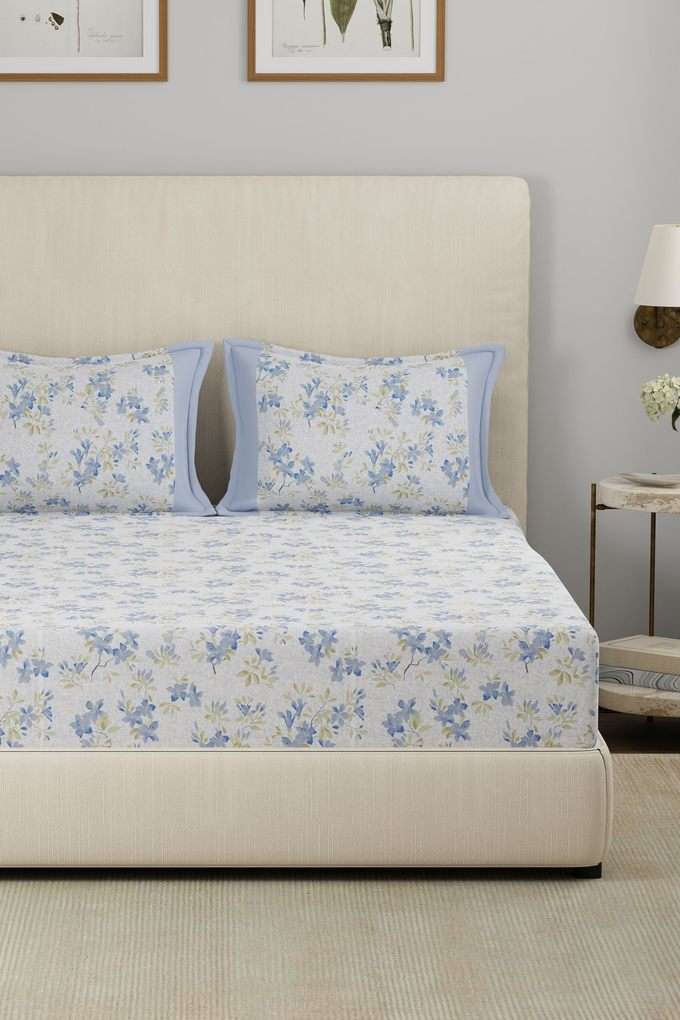 Eclectic-Garden-Wren-Aqua-Double-Bed-Sheet-with-Pillow-Case