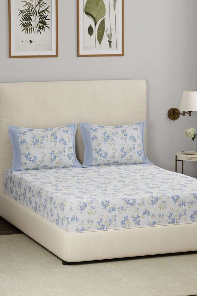 Eclectic-Garden-Wren-Aqua-King-Bed-Sheet-with-Pillow-Case