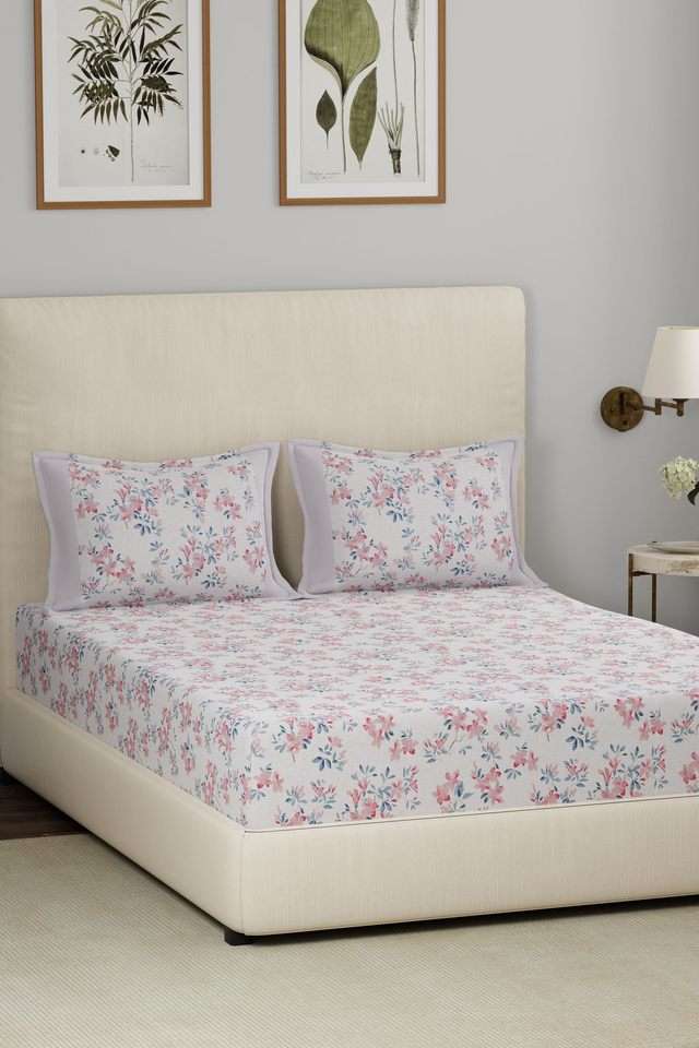 Eclectic-Garden-Wren-Pink-Double-Bed-Sheet-with-Pillow-Case