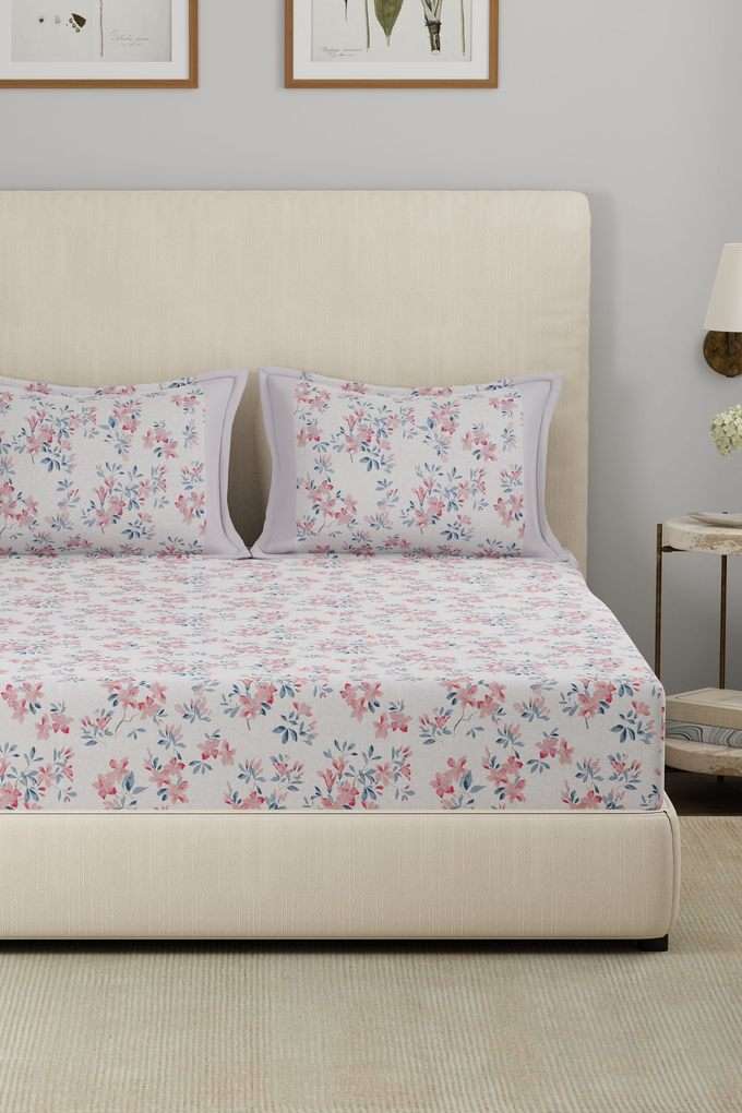 Eclectic-Garden-Wren-Pink-Double-Bed-Sheet-with-Pillow-Case