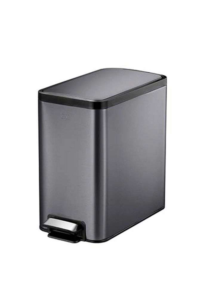 Fingerprint-Resistant-Step-Dustbin-with-Liner -8-Litres -Black-Steel