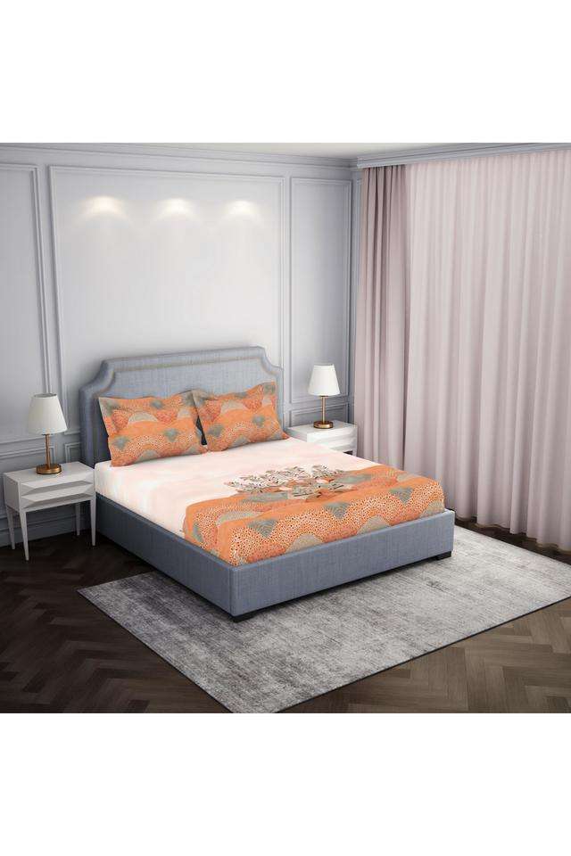 Floral-Cotton-Viscose-138-TC-Safe-for-Skin-Double-Bedsheet-with-2-Pillow-Covers