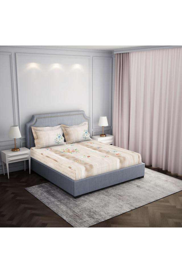 Floral-Cotton-Viscose-138-TC-Safe-for-Skin-Double-Bedsheet-with-2-Pillow-Covers