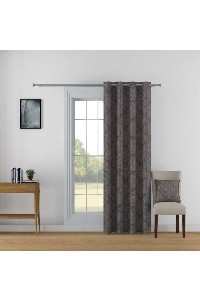 Chocolate-Brown-Ethnic-Motif-100--Blackout-Polyester-embossed-Jacquard-J&B-Door-Curtain