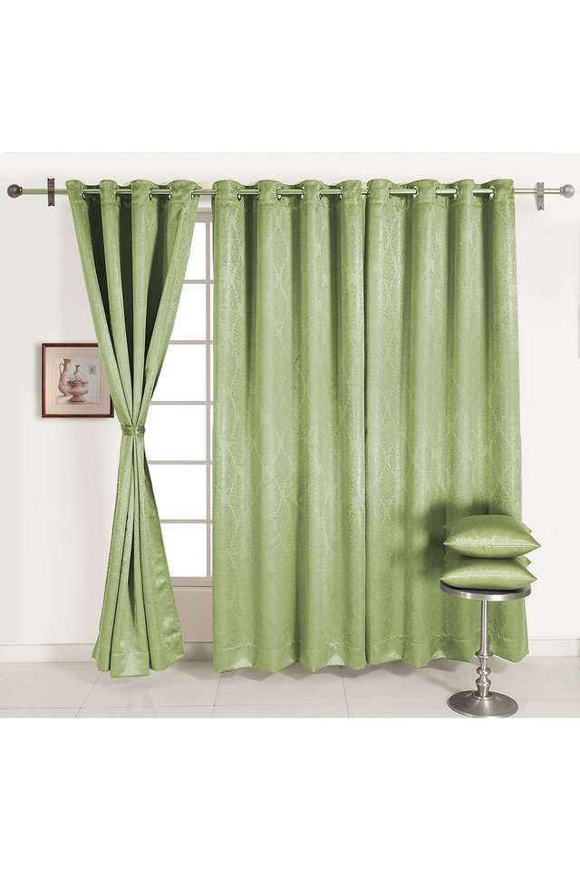 Olive-Green-Ethnic-Motif-100--Blackout-Polyester-embossed-Jacquard-J&B-Door-Curtain