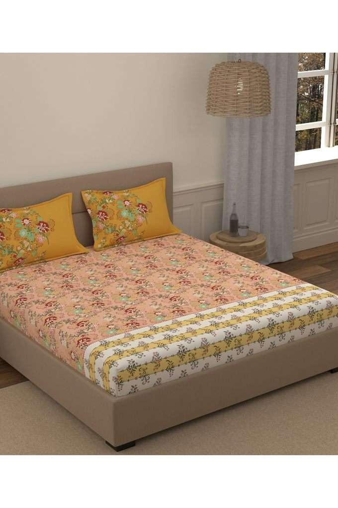 Lavender-Cotton-Printed-Super-King-Double-Bedsheet-With-2-Pillow-Covers