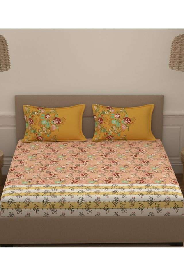 Lavender-Cotton-Printed-Super-King-Double-Bedsheet-With-2-Pillow-Covers