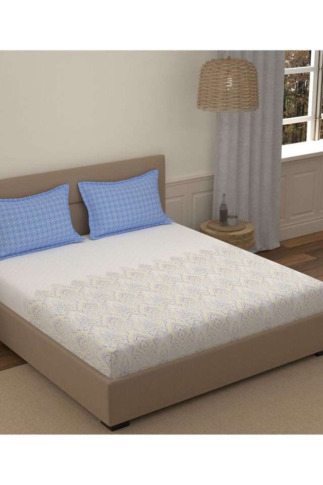 Lavender-Cotton-Printed-Super-King-Double-Bedsheet-With-2-Pillow-Covers