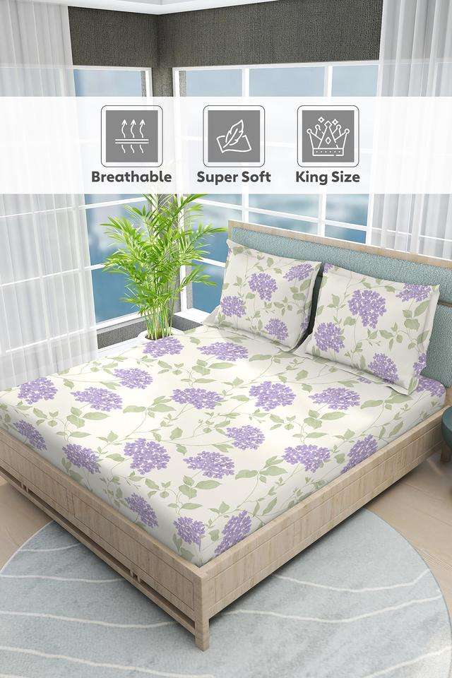 Nature-Bouquet-100--Cotton-300-TC-Printed-King-Bedsheet-with-2-Pillow-Covers