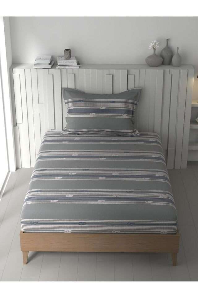 100--Premium-Cotton-Single-Bedsheet-With-1-Pillow-Cover--2pc-set-(ocean-view)-ornamental-grey/blue