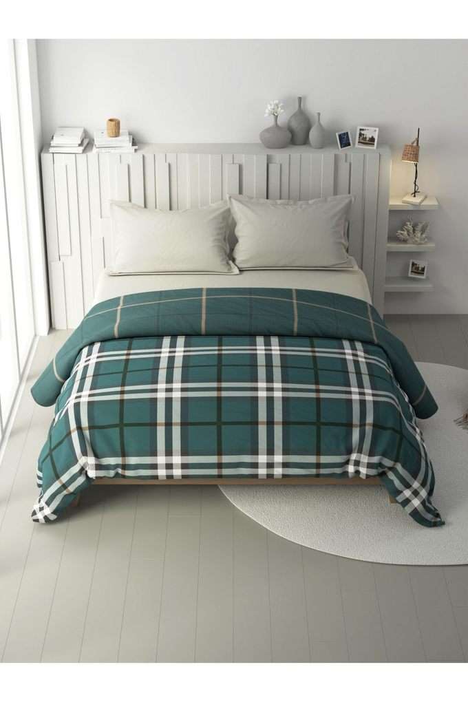 100--Premium-Cotton-Fabric-Comforter-For-All-Weather--1pc-Double-(ocean-view)-checks-green