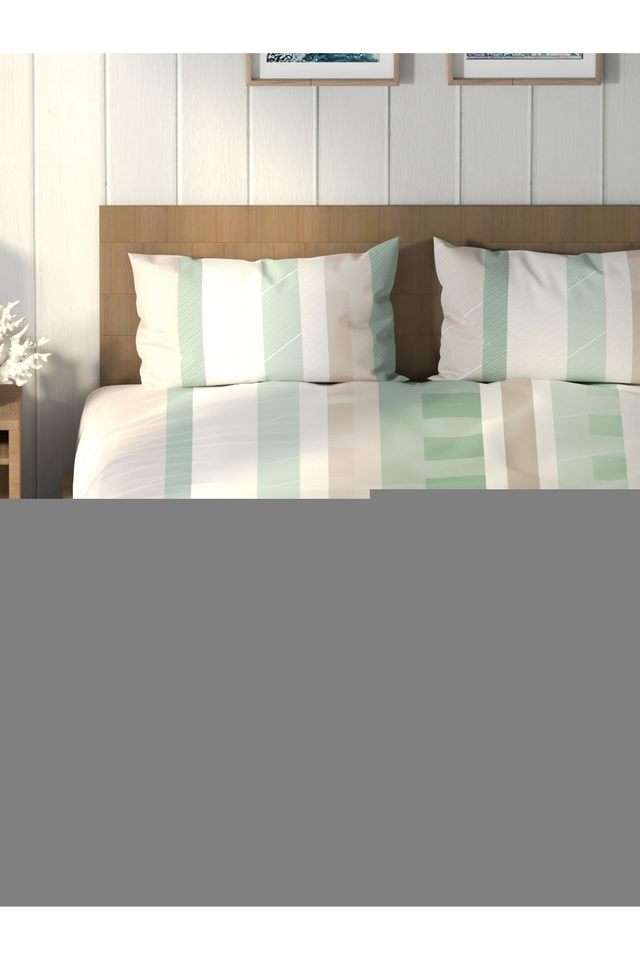 Super-Soft-100--Cotton-King-Bedsheet-And-2-Pillow-Covers--3Pc-Set-(Raymarine)-Geometric-Fairgreen