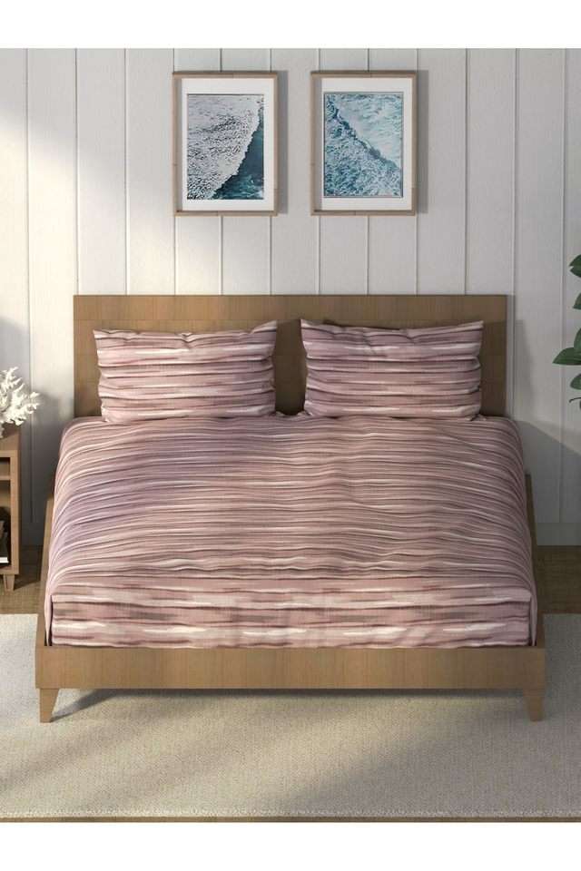 Super-Soft-100--Cotton-King-Bedsheet-And-2-Pillow-Covers--3Pc-Set-(Raymarine)-Abstract-Peachpower