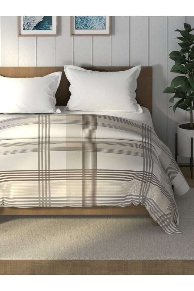 Super-Soft-100--Cotton-Fabric-Comforter-For-All-Weather--1Pc-Double-Size-(Raymarine)-Stripe-Beige/Grey