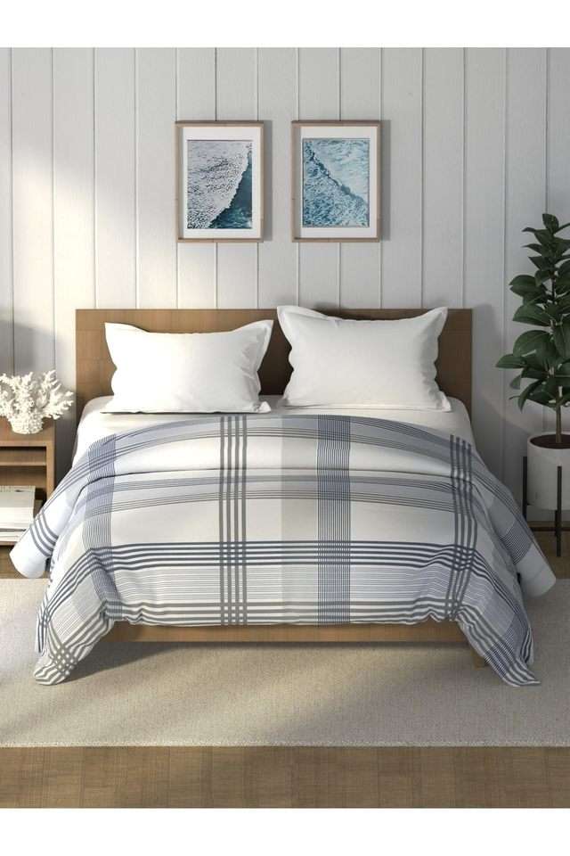 Super-Soft-100--Cotton-Fabric-Comforter-For-All-Weather--1Pc-Double-Size-(Raymarine)-Stripe-Blue