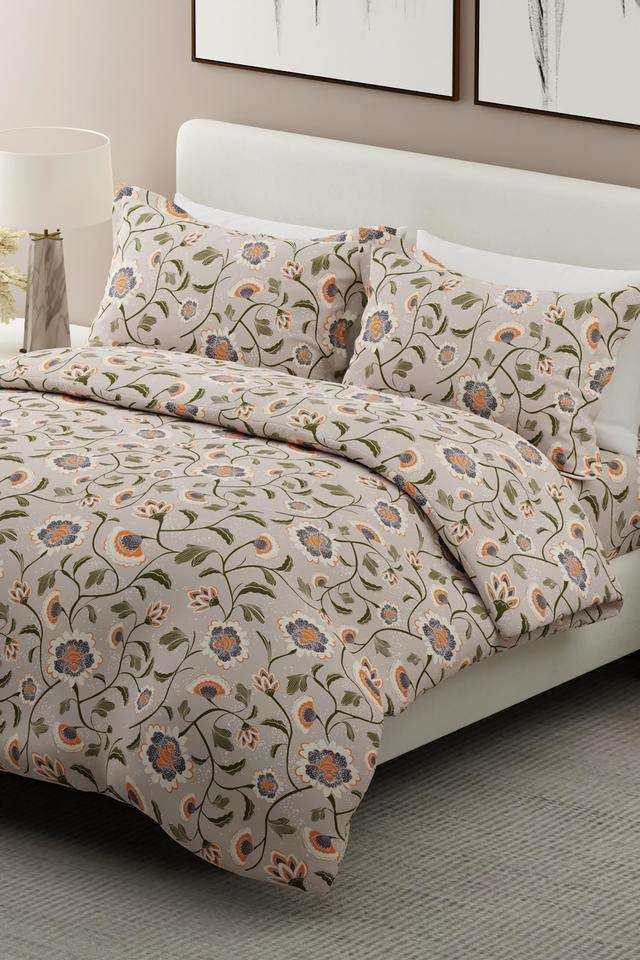 India-Siesta-Egyptian-Cotton-200-TC-Floral-Print-King-Bedsheet-with-2-Pillow-Covers