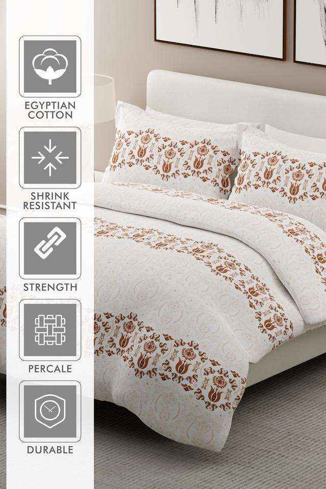 India-Siesta-Egyptian-Cotton-200-TC-Ethnic-Print-King-Bedsheet-with-2-Pillow-Covers