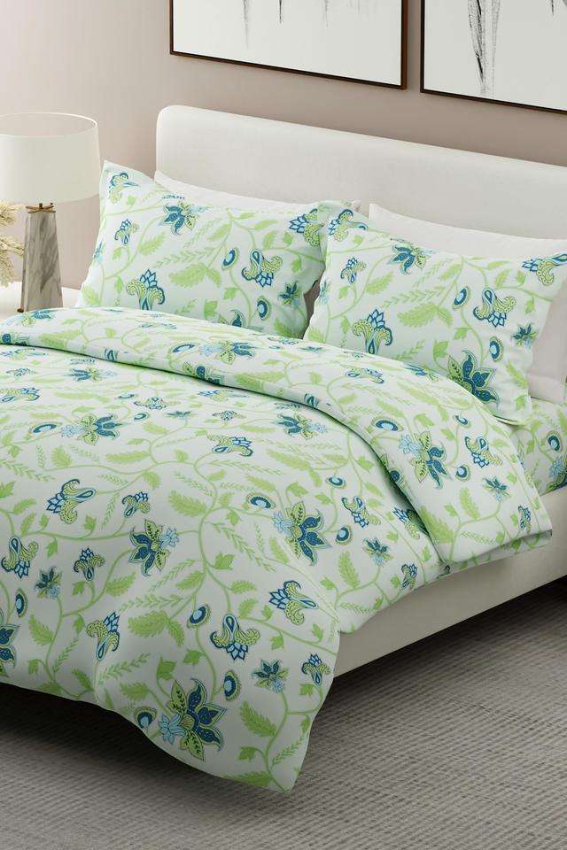 India-Siesta-Egyptian-Cotton-200-TC-Floral-Print-King-Bedsheet-with-2-Pillow-Covers