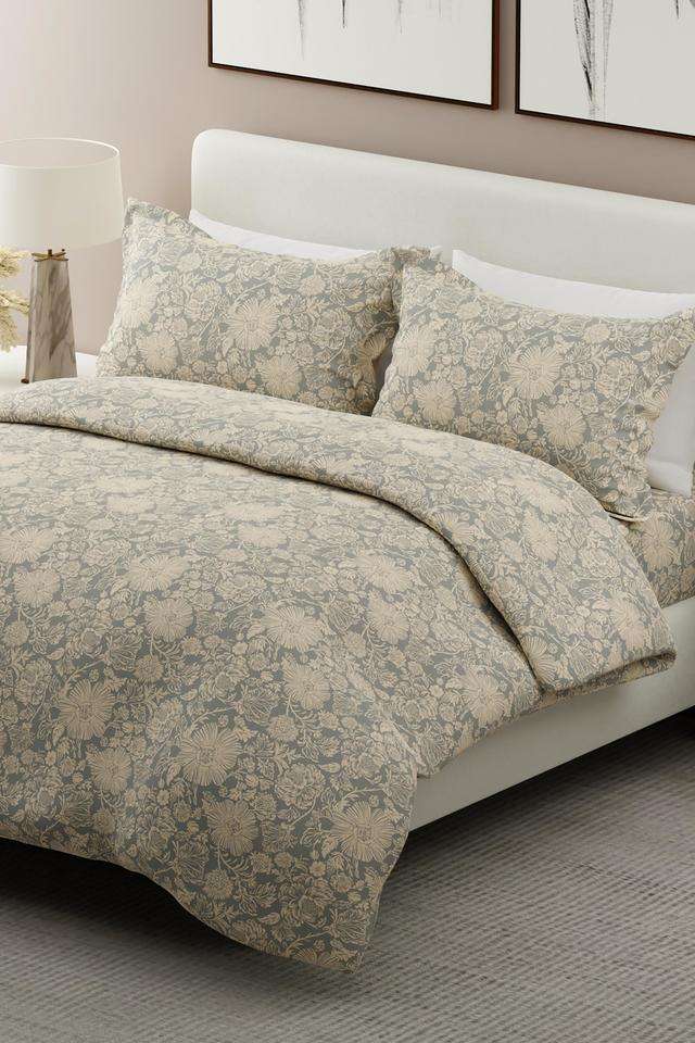 India-Siesta-Egyptian-Cotton-200-TC-Floral-Print-King-Bedsheet-with-2-Pillow-Covers
