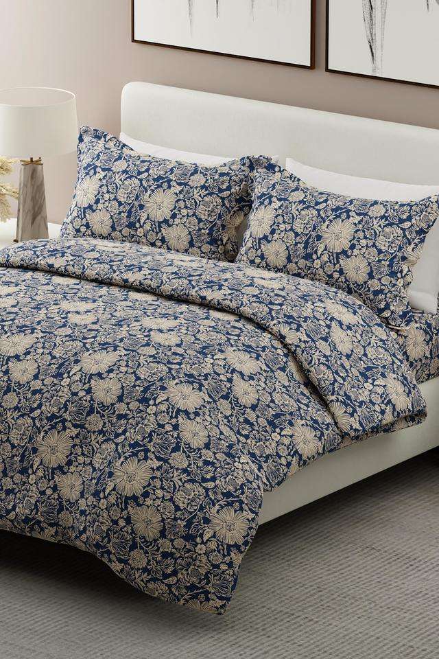 India-Siesta-Egyptian-Cotton-200-TC-Floral-Print-King-Bedsheet-with-2-Pillow-Covers