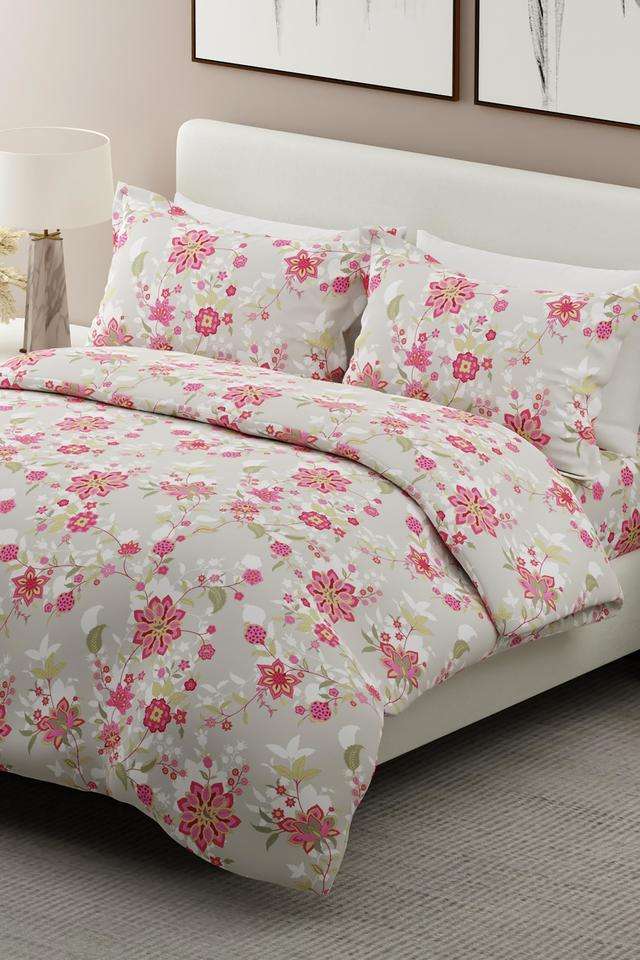 India-Siesta-Egyptian-Cotton-200-TC-Floral-Print-King-Bedsheet-with-2-Pillow-Covers