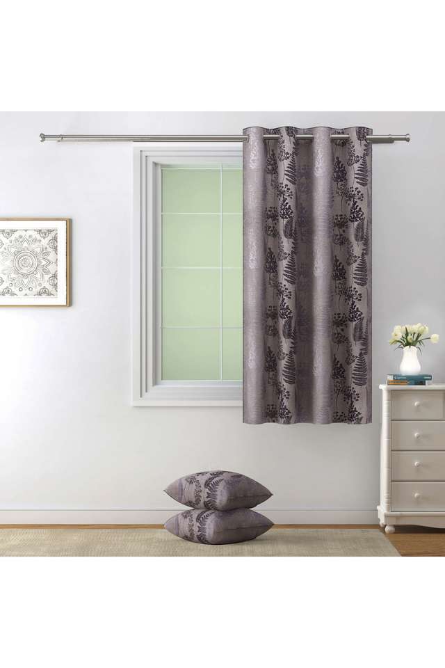 Grey-&-Dark-Grey-Floral-80--Blackout-Polyester-Plain-Weave-Sigma-Window-Curtain