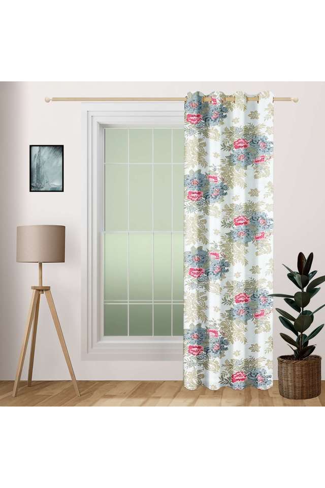 Pink-&-Cream-Floral-80--Blackout-Polyester-Plain-Weave-Sigma-Door-Curtain