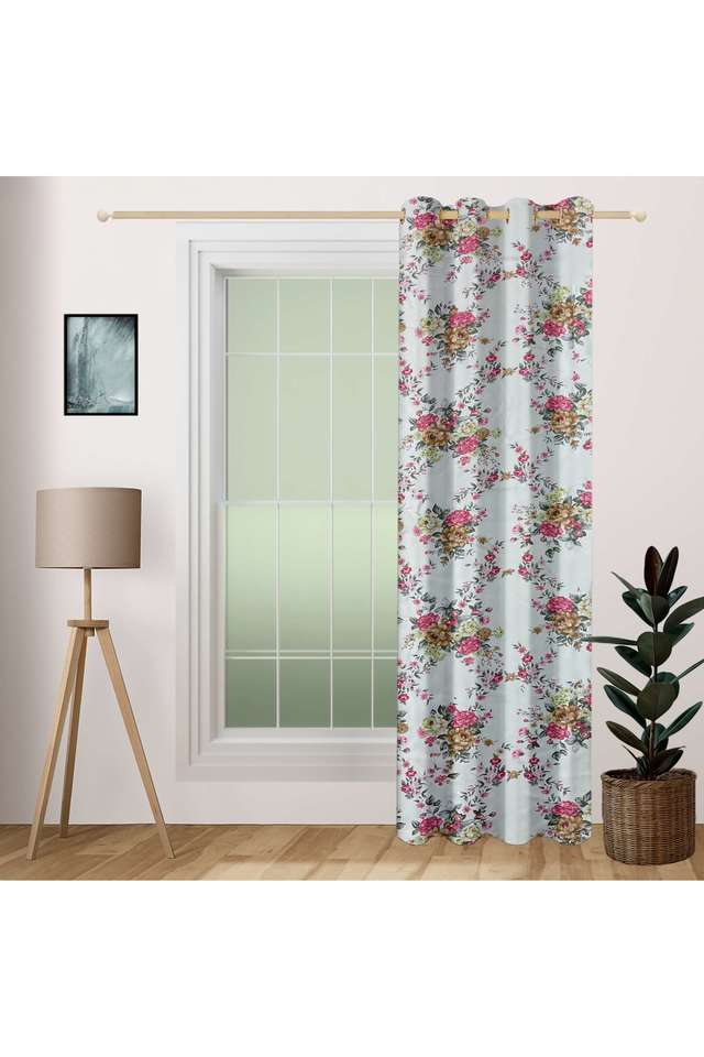 Pink-&-Soft-Yellow-Floral-80--Blackout-Polyester-Plain-Weave-Sigma-Door-Curtain