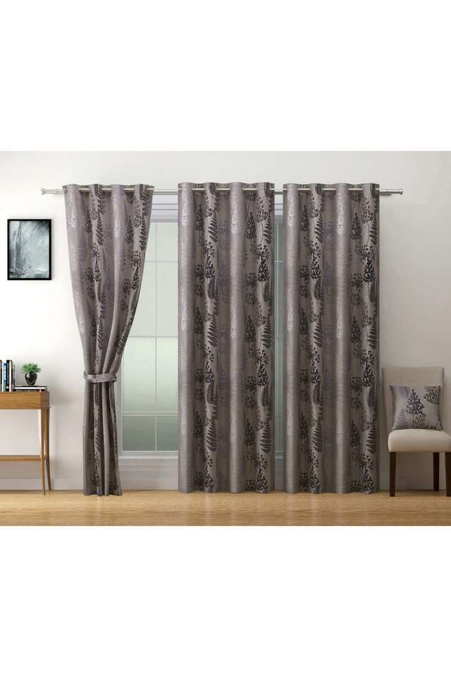 Grey-&-Dark-Grey-Floral-80--Blackout-Polyester-Plain-Weave-Sigma-Door-Curtain