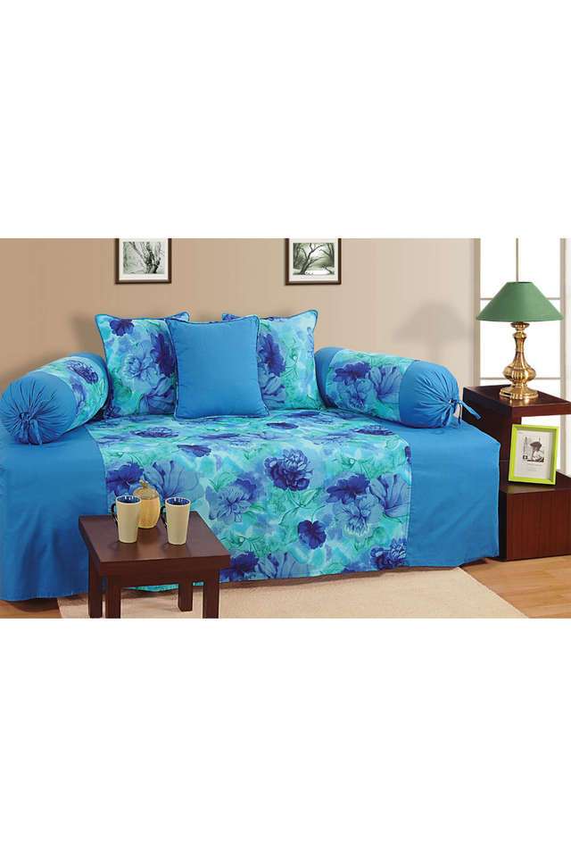Blue-&-Navy-Blue-Floral-200TC-Pure-Cotton-Premium-Shades-of-Paradise-Diwan-Set