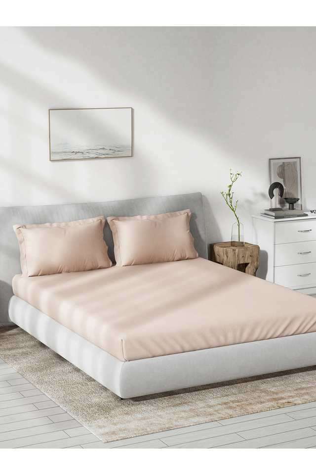 Solid-Dobby-180-TC-Cotton-Double-Bedsheet-with-2-Pillow-Covers