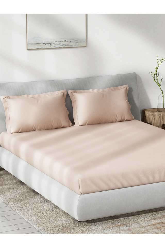 Solid-Dobby-180-TC-Cotton-Double-Bedsheet-with-2-Pillow-Covers