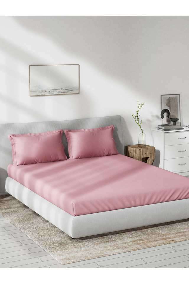 Solid-Dobby-180-TC-Cotton-Double-Bedsheet-with-2-Pillow-Covers