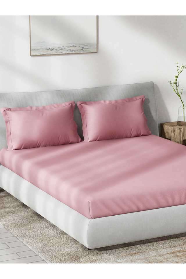 Solid-Dobby-180-TC-Cotton-Double-Bedsheet-with-2-Pillow-Covers