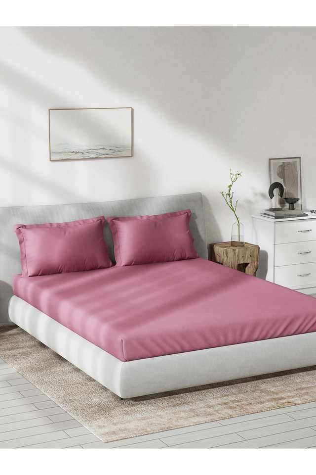 Solid-Dobby-180-TC-Cotton-Double-Bedsheet-with-2-Pillow-Covers